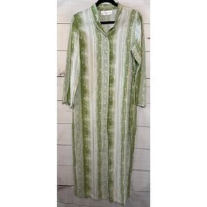 Walker & Wade M Shirt Maxi Dress Green White Resort Wear Travel Vacay Preppy